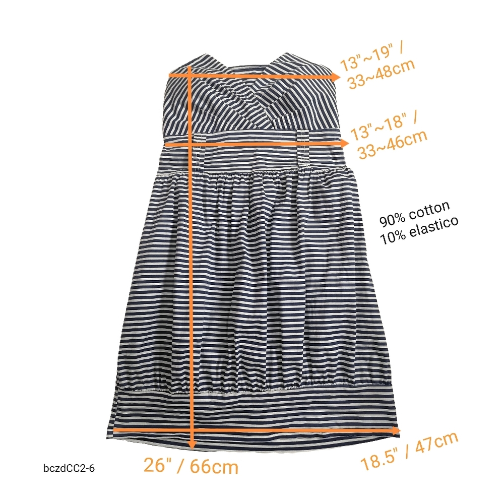 - fits S, blue white stripes thick cotton material  strapless dress - Picture 2 of 6